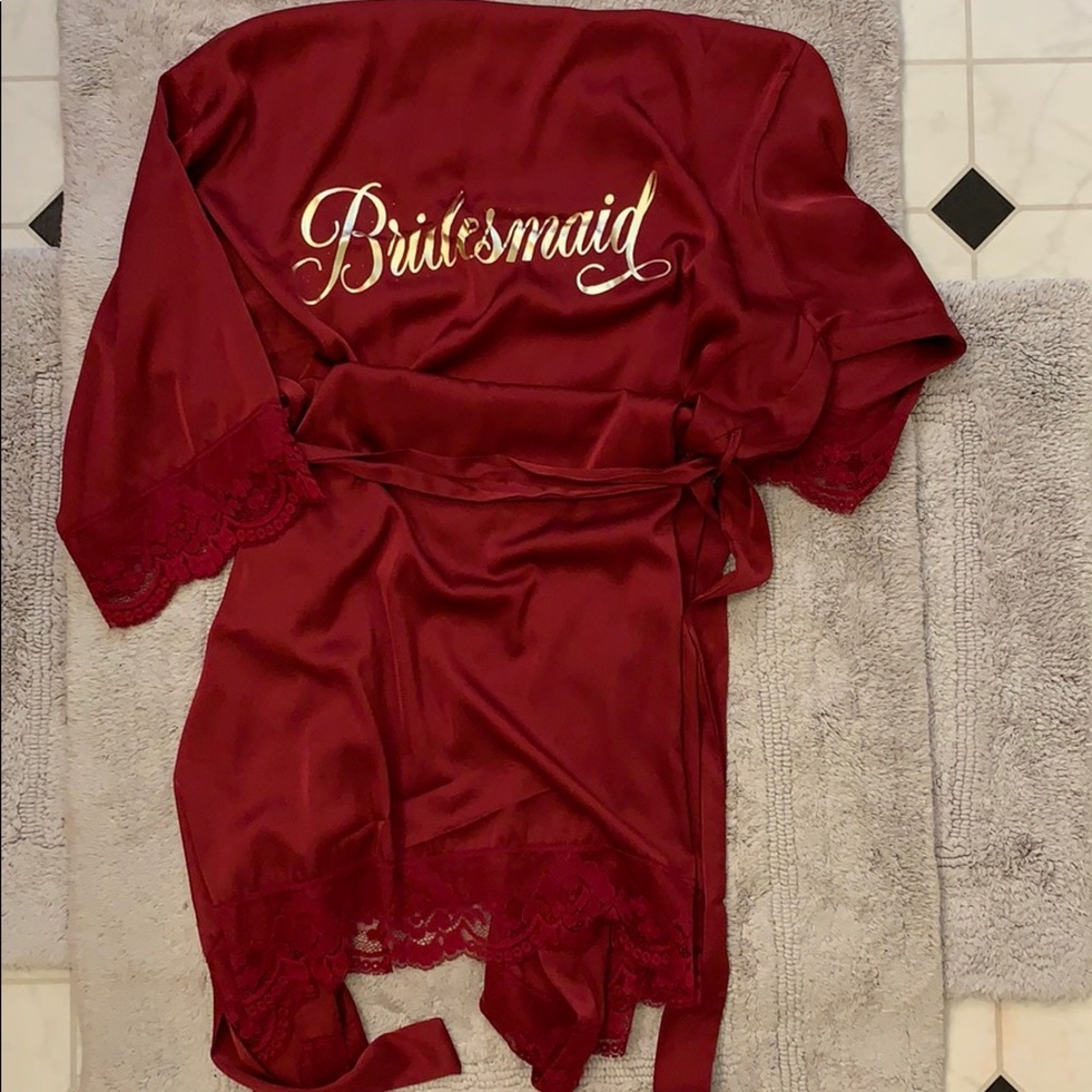 Silky burgundy Bridesmaid robe